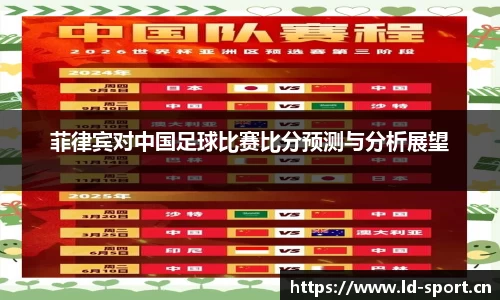 菲律宾对中国足球比赛比分预测与分析展望